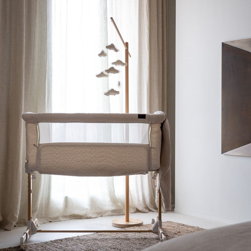 Quax Co-sleeper Side-By-Side Crib - Natural Bouclé - Cream