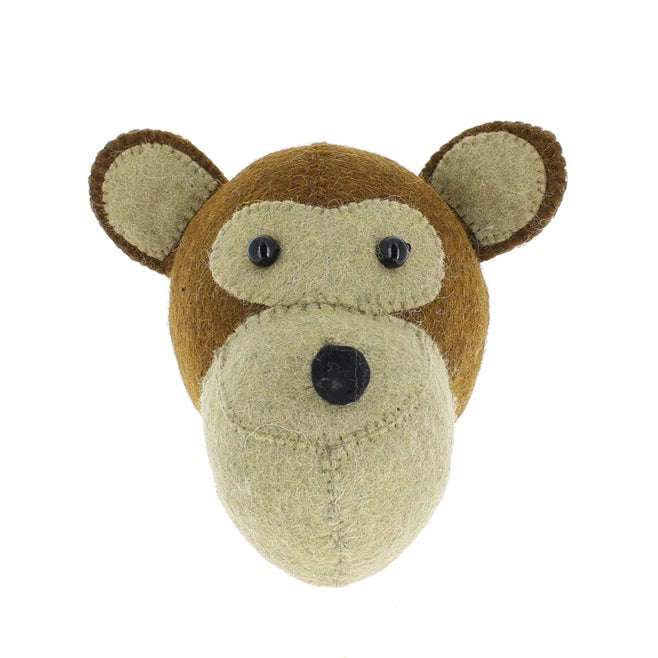 Fiona Walker Monkey Felt Animal Wall Head - Mini