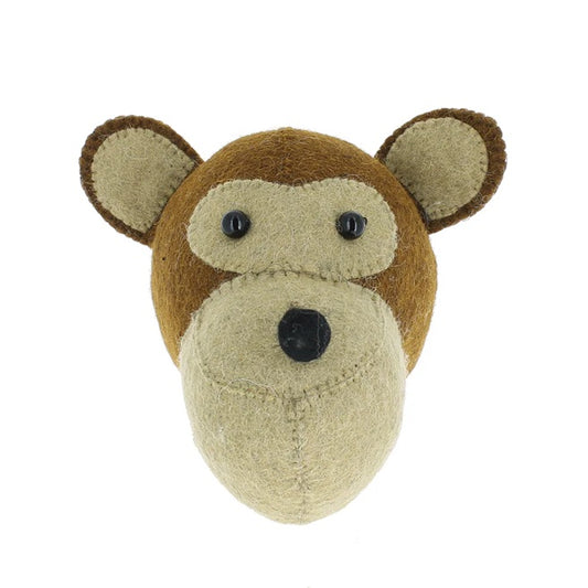 Fiona Walker Monkey Felt Animal Wall Head - Mini