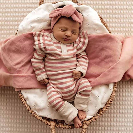Snuggle Hunny Organic Baby Growsuit - Rose Stripe