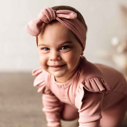 Snuggle Hunny Ribbed Organic Baby Topknot - Rose