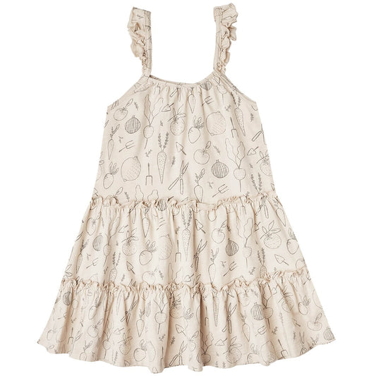 Rylee + Cru Vegetable Garden Children's Tiered Dress - Natural