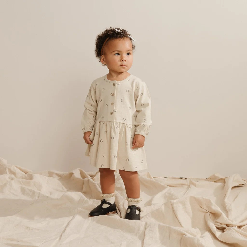 Rylee + Cru Button-Up Jersey Dress - Horseshoes - Stone