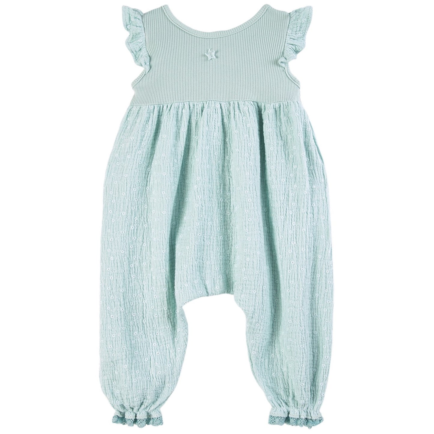 Tocoto Vintage Baby Swiss Embroidered Jumpsuit - Mint Green