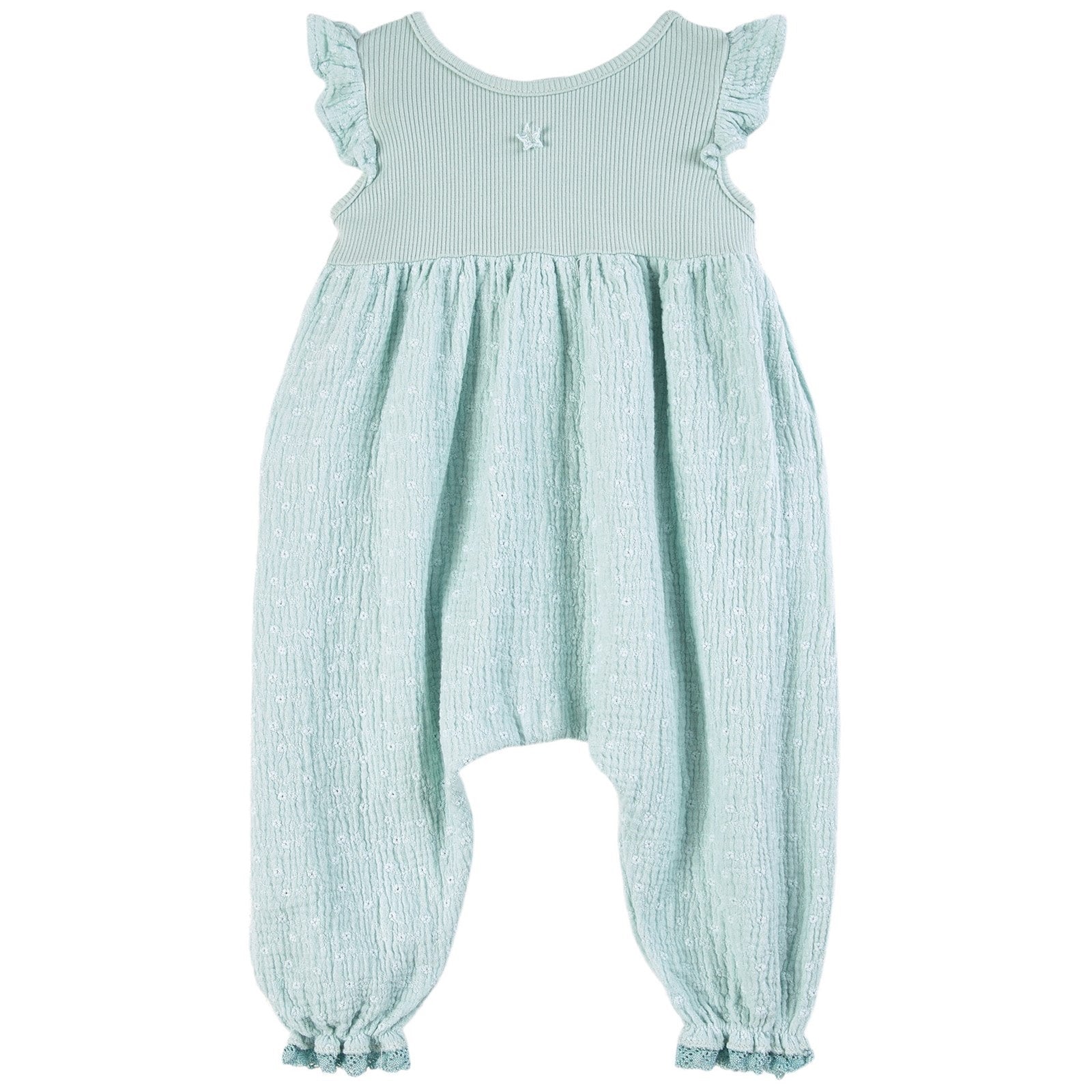 Tocoto Vintage Baby Swiss Embroidered Jumpsuit - Mint Green