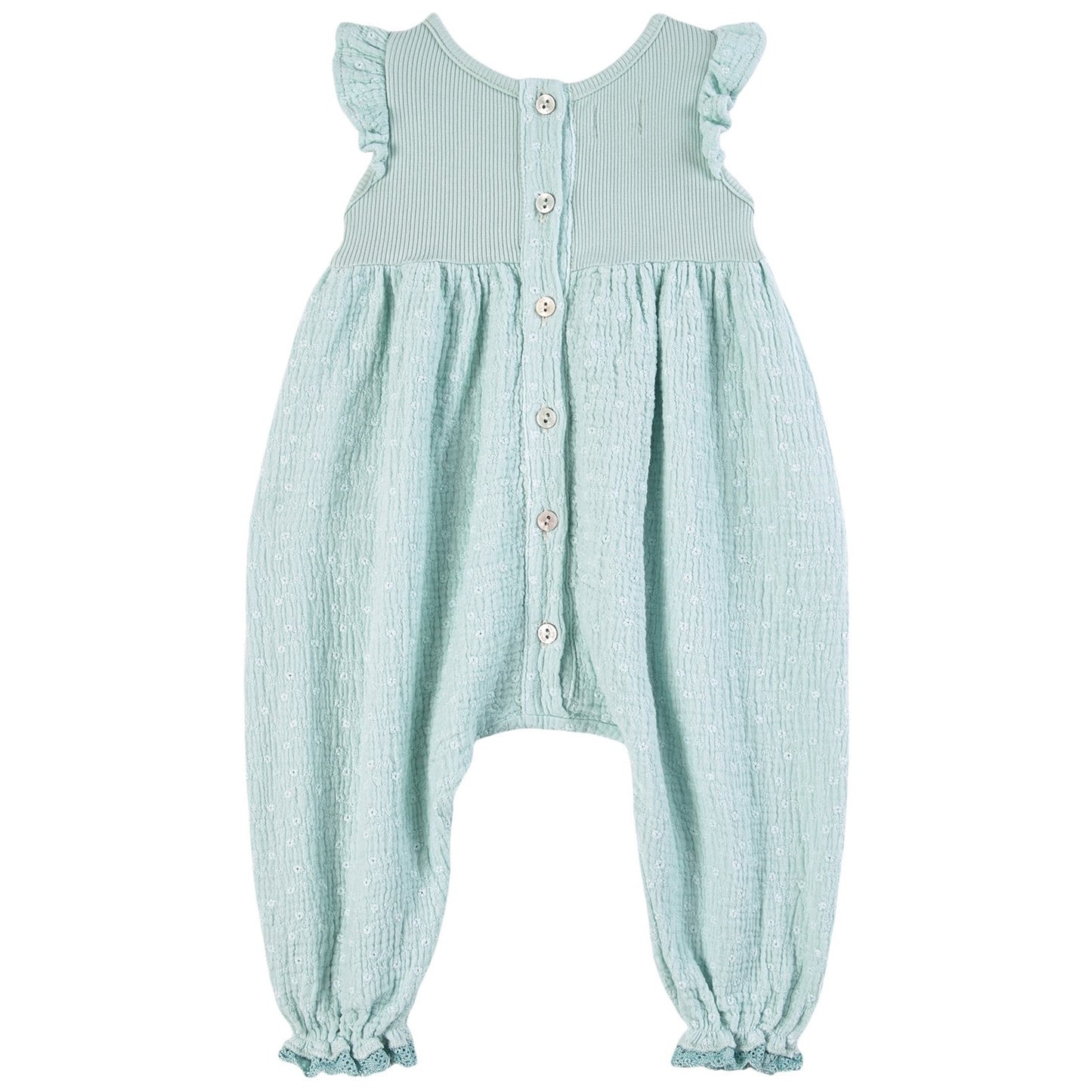 Tocoto Vintage Baby Swiss Embroidered Jumpsuit - Mint Green