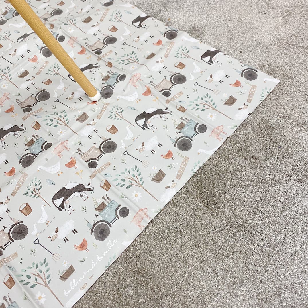 Bobbin & Bumble Highchair Splash Mat - Ginger's Farm Animals