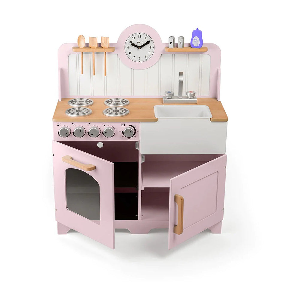 Tidlo Wooden Country Play Kitchen - Pink