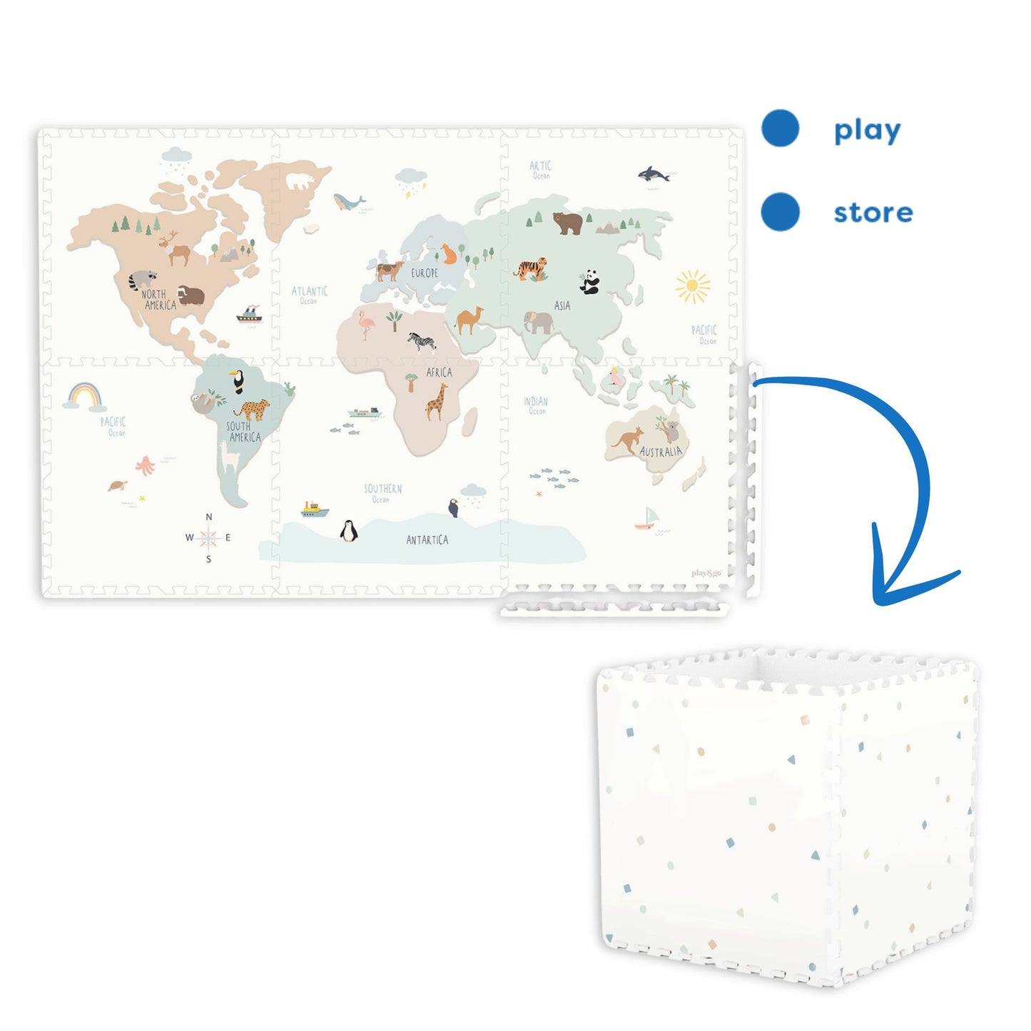 Play & Go Tiloo Foam Puzzle Tile Playmat - World Map