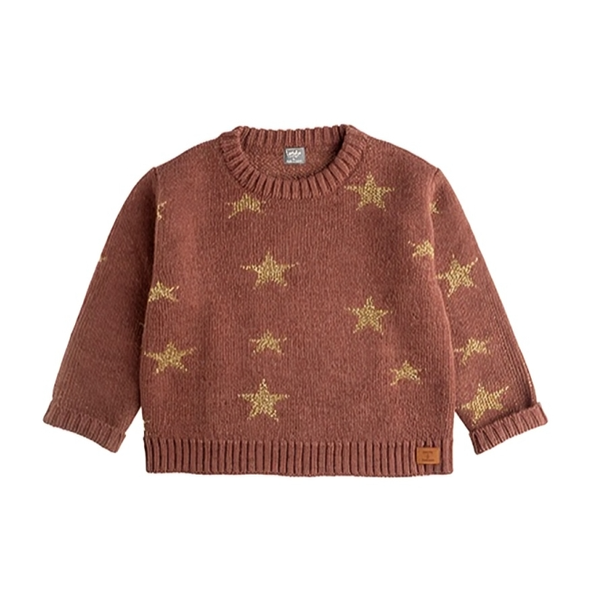 Tocoto Vintage Gold Star Print Knitted Sweater - Salmon
