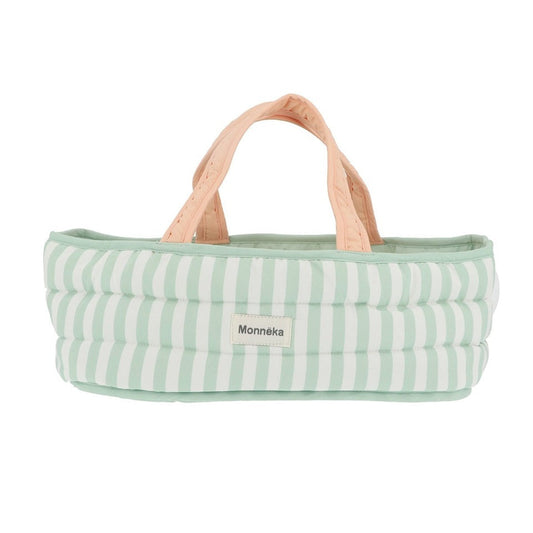 Monnëka Doll Carry Basket - Sage Stripes
