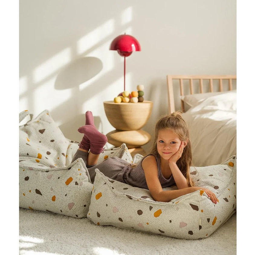 Wigiwama Beanbag Chair & Ottoman Set - Terrazzo Marble