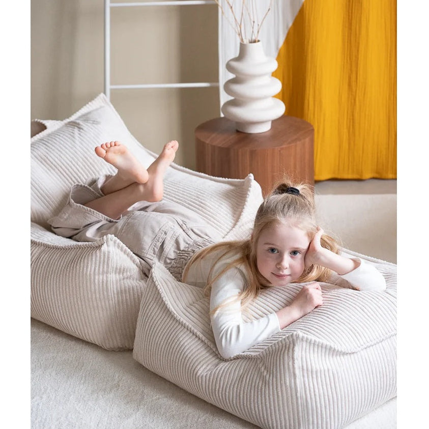 Wigiwama Beanbag Chair & Ottoman Set - Corduroy Marshmallow