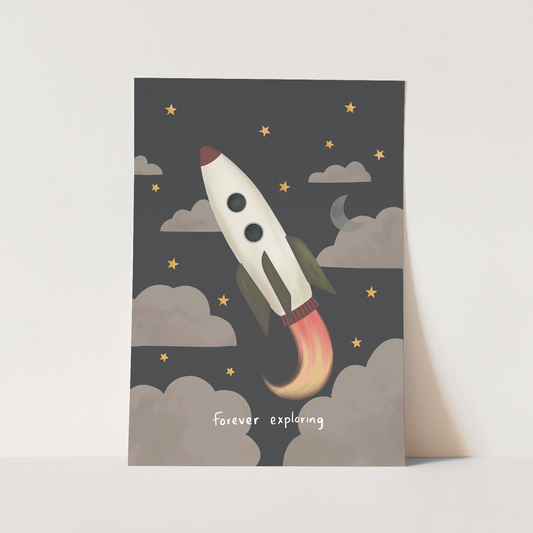 Forever Exploring Art Print In Black by Kid of the Village (6 Sizes Available)