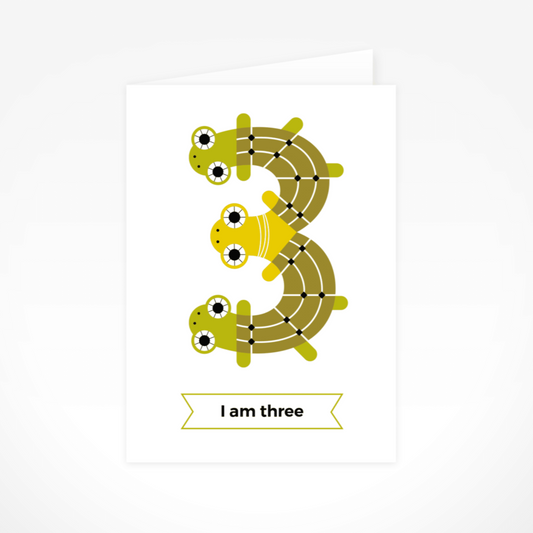I Am Three (Turtles) Greeting Card By The Jam Tart