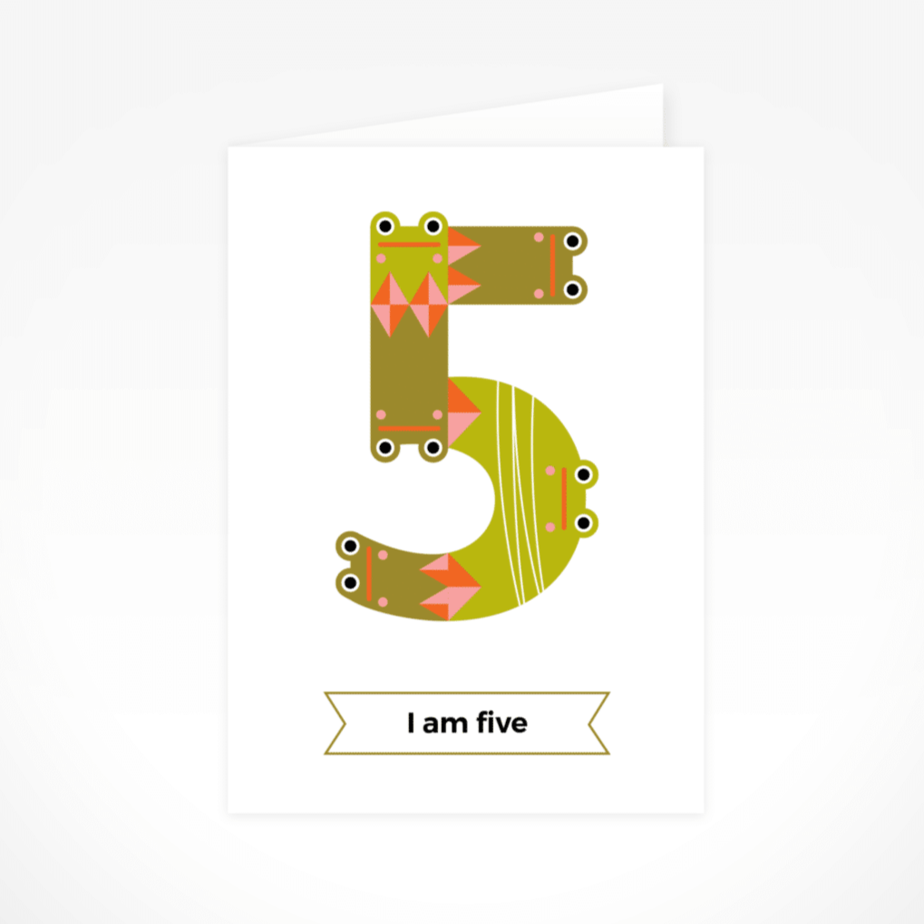I Am Five (Frogs) Greeting Card By The Jam Tart