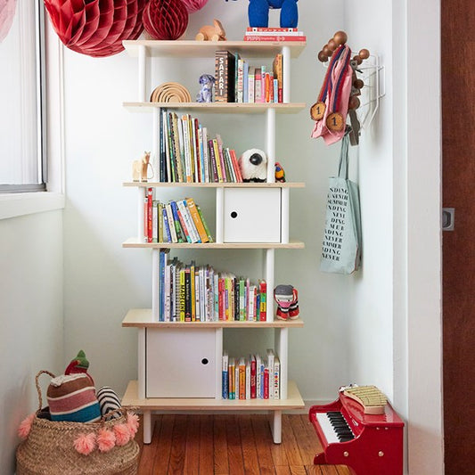 Oeuf NYC Mini Library Shelving Unit - White & Birch 