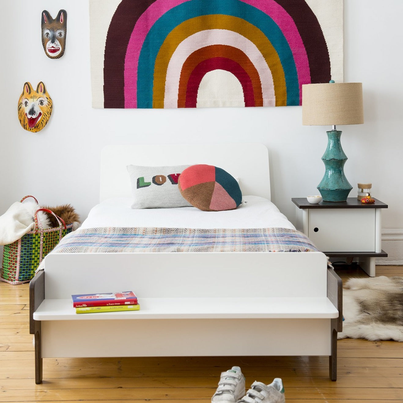 Oeuf NYC River Single Bed - White & Walnut