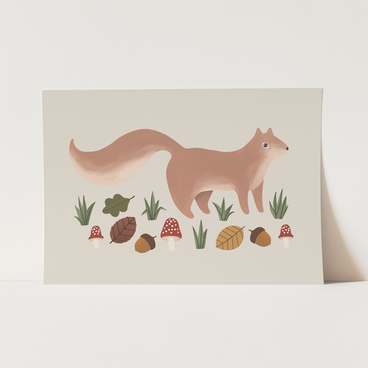 Squirrel Art Print In Stone by Kid of the Village (6 Sizes Available)