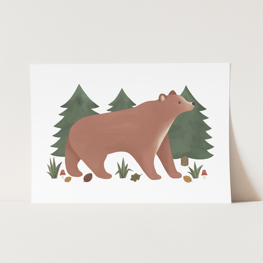 Bear Art Print In White by Kid of the Village (6 Sizes Available)