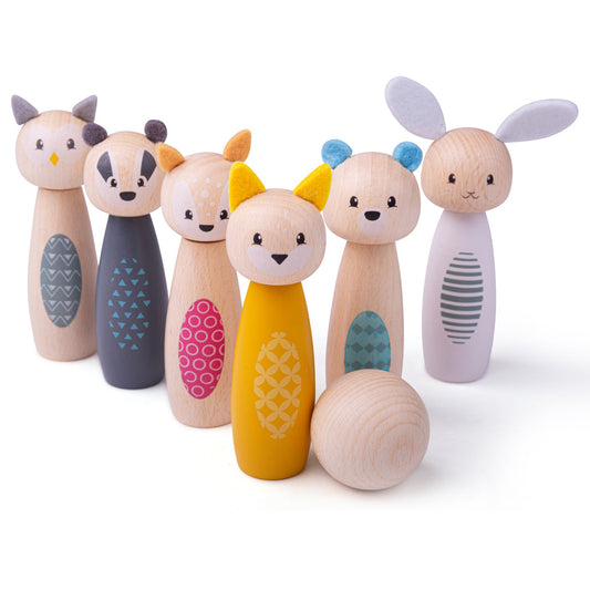 Bigjigs Woodland Animal Skittles Set