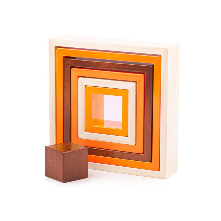 Bigjigs Wooden Stacking Squares - Orange