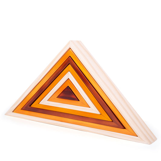Bigjigs Stacking Wooden Triangles - Orange/Brown