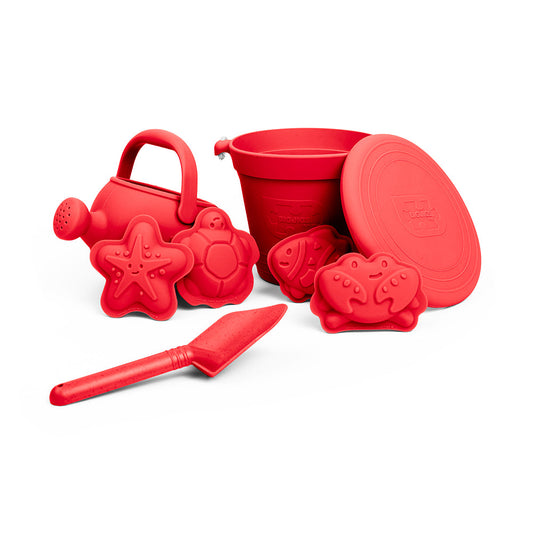 Bigjigs Silicone Beach Toys Bundle - Red