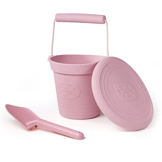 Bigjigs Silicone Bucket, Frisbee and Spade Set - Blush Pink