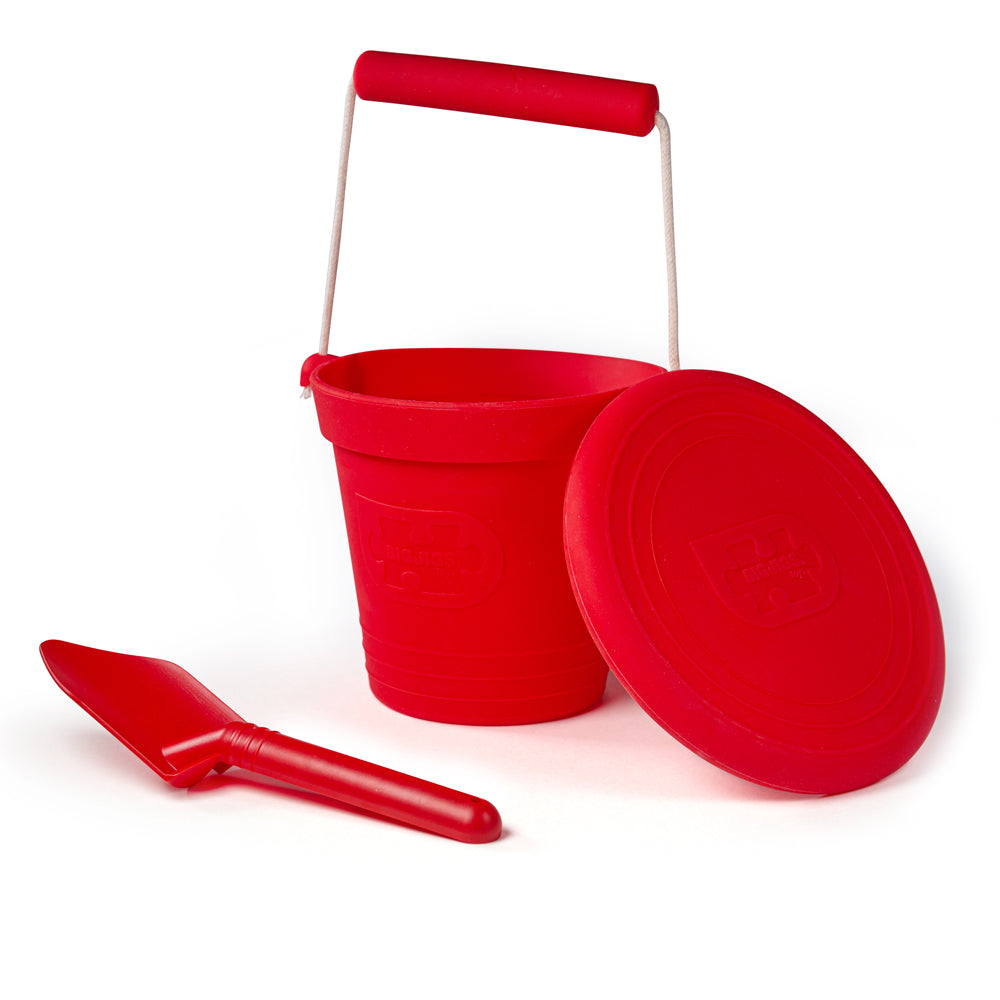 Bigjigs Silicone Bucket, Frisbee and Spade Set - Red