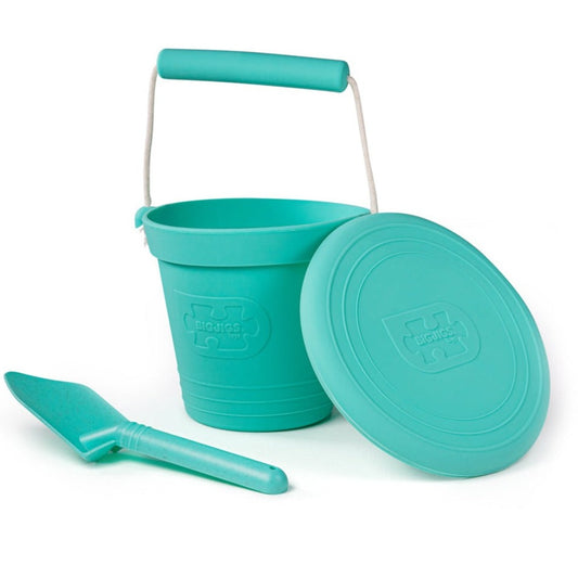 Bigjigs Silicone Bucket, Frisbee and Spade Set - Eggshell Green