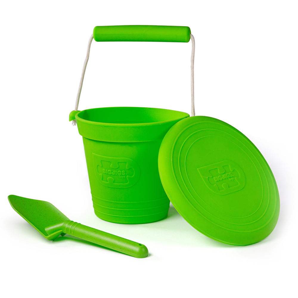 Bigjigs Silicone Bucket, Frisbee and Spade Set - Green