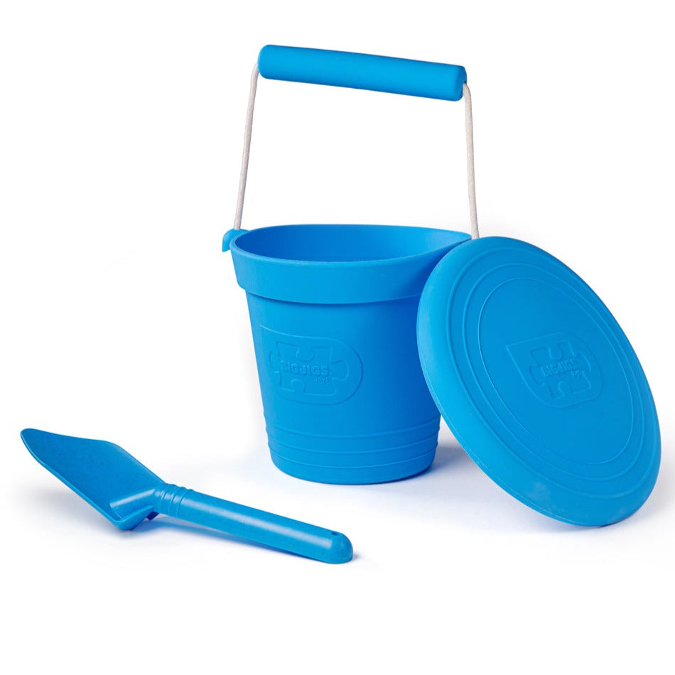Bigjigs Silicone Bucket, Frisbee and Spade Set - Ocean Blue