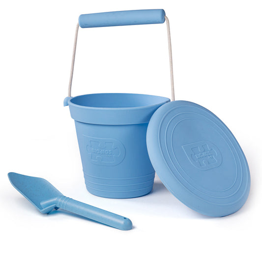Bigjigs Silicone Bucket, Frisbee and Spade Set - Powder Blue