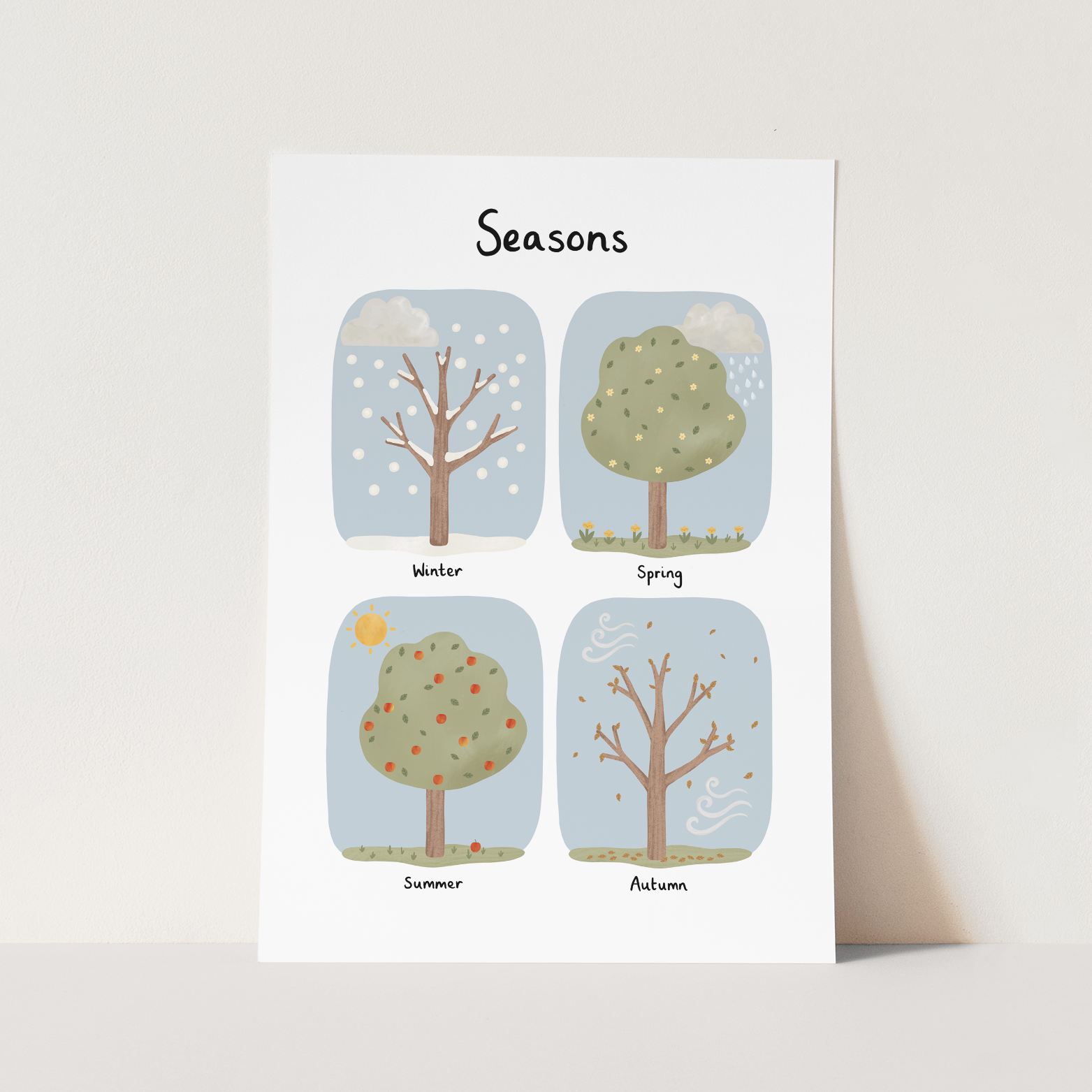 Seasons Art Print In Blue by Kid of the Village (6 Sizes Available)
