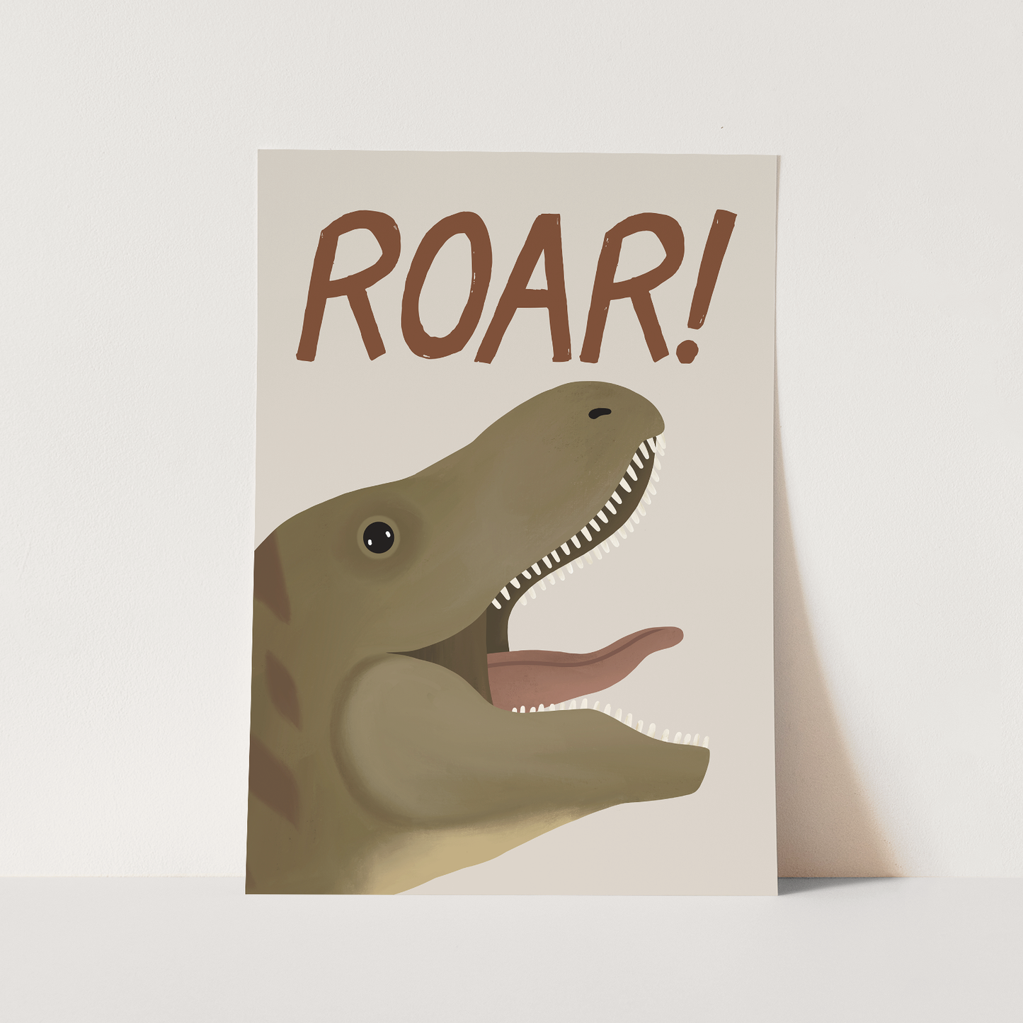 Roar Dinosaur Art Print in Stone by Kid of the Village (6 Sizes Available)