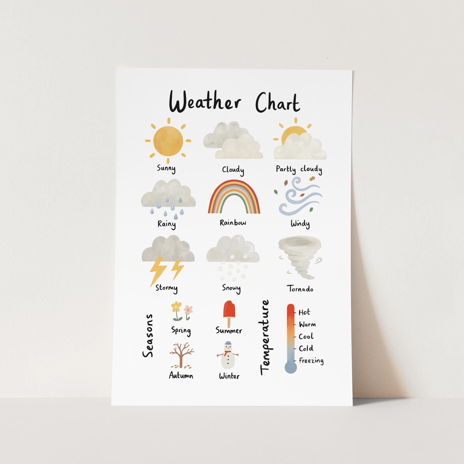 Weather Chart Art Print In White by Kid of the Village (6 Sizes Available)