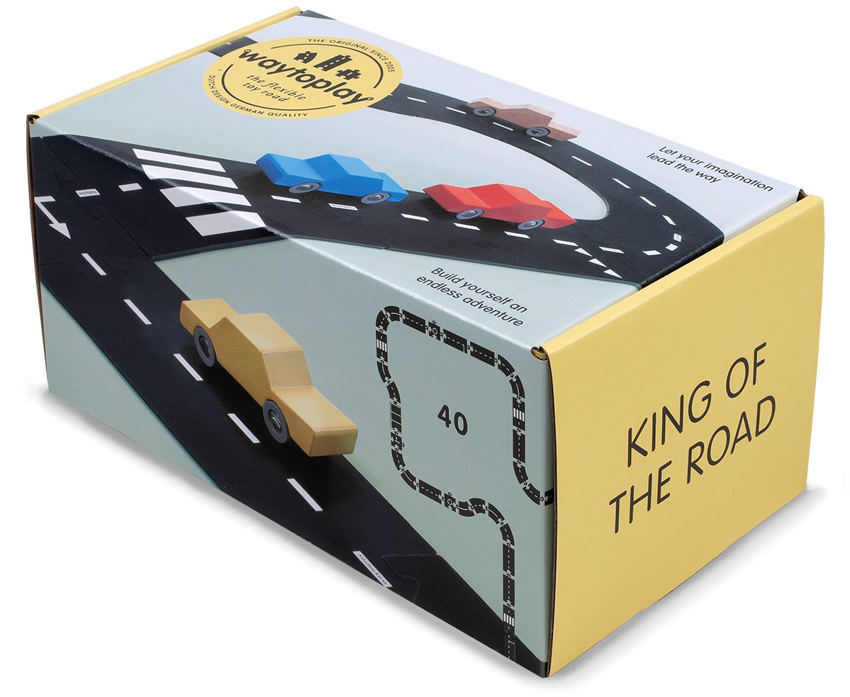 Waytoplay Rubber Toy Car Track Set - King Of The Road - 40 Pieces