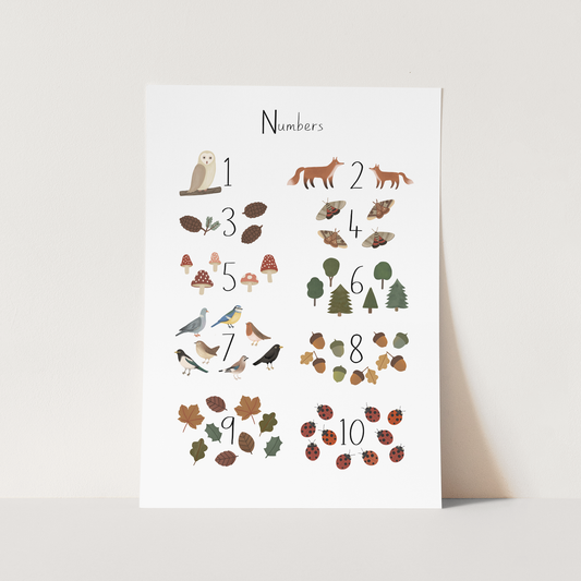 Woodland Numbers Art Print In White by Kid of the Village (6 Sizes Available)