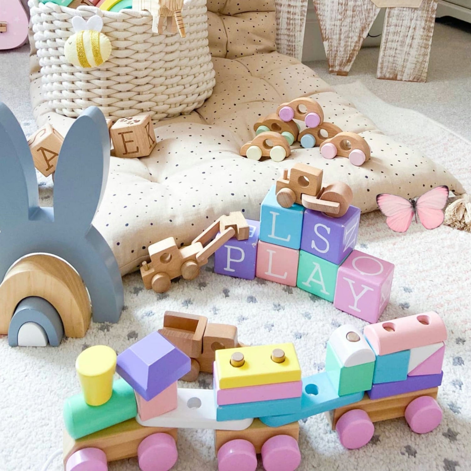 Little Stories Wooden Stacking Train Set - Perfect Pastels