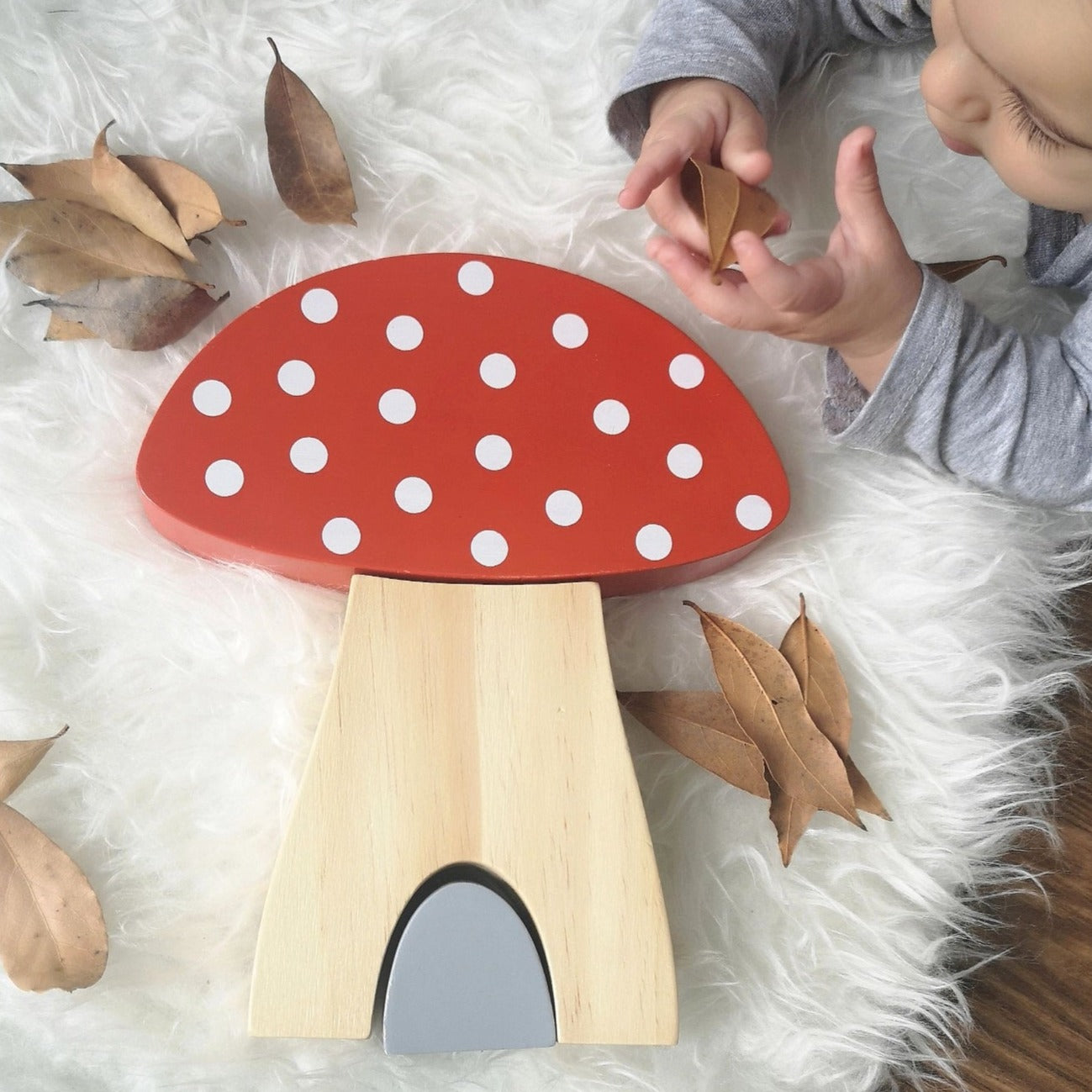 Little Stories Wooden Mushroom Puzzle Stacking Toy