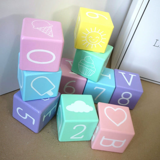 Little Stories Wooden Play, Build & Stack Blocks - Perfect Pastels