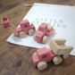 Little Stories Set of 3 Wooden Toy Construction Trucks - Pink