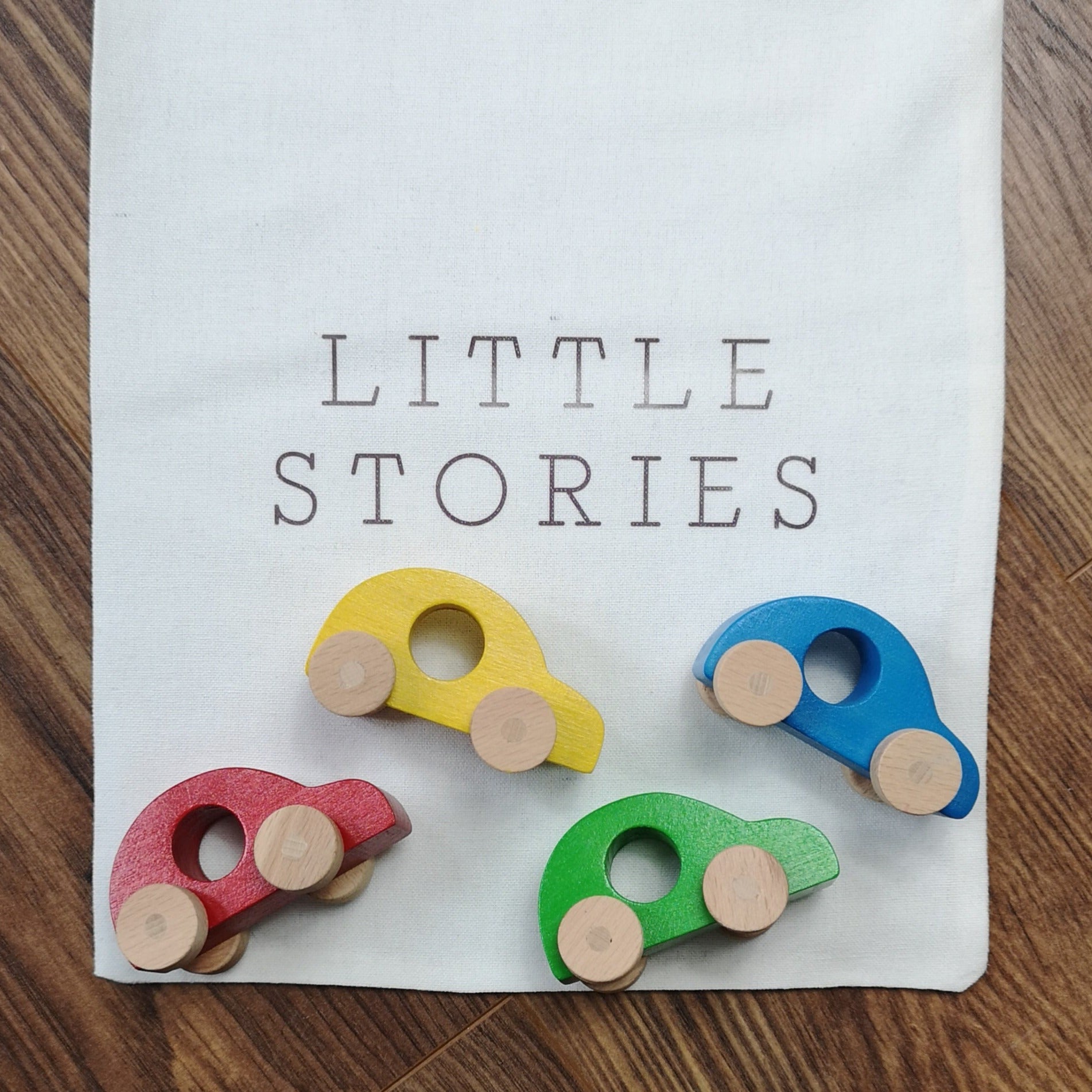 Little Stories Set of 4 Wooden Toy Cars - Primary