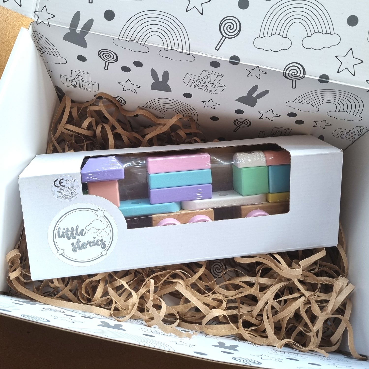 Little Stories Wooden Stacking Train Set - Perfect Pastels
