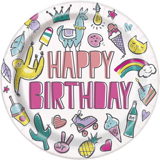 Paper Plates 8 Pack - Favorite Things Birthday 9" dinner plates