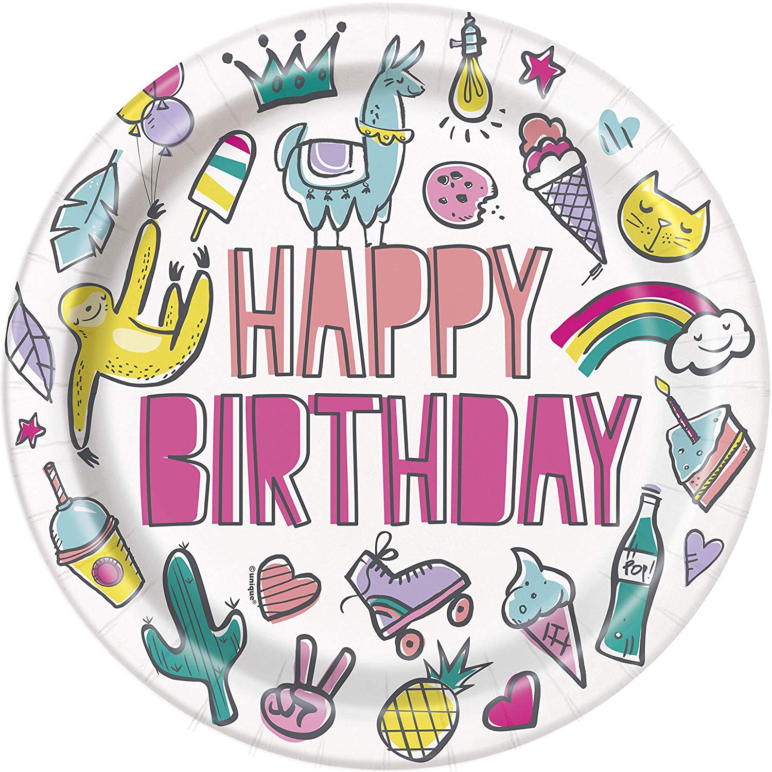 Paper Plates 8 Pack Favourite Things Birthday 9" Dinner Plates