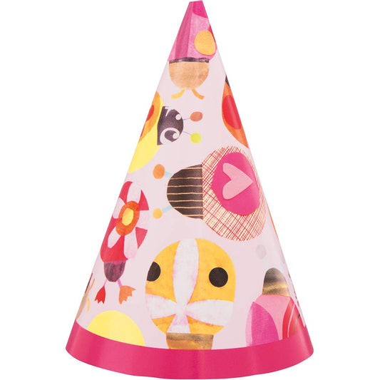Paper Mini Party Hats 8 Pack - Ladybug 1st Birthday