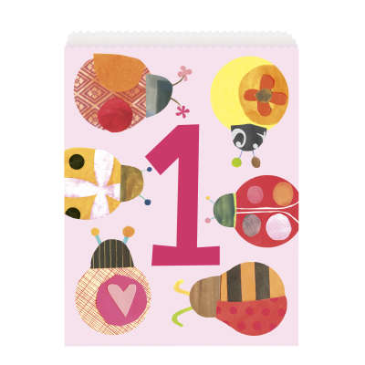Paper Party Bags 8 Pack - Ladybug 1st Birthday