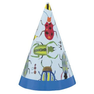 Paper Mini Party Hats 8 Pack - Bug 1st Birthday